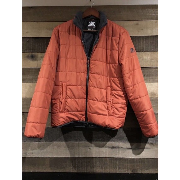 Zeroxposure Mens Small Full Zip Quilted Puffer Winter Coat Jacket Orange - Picture 1 of 4